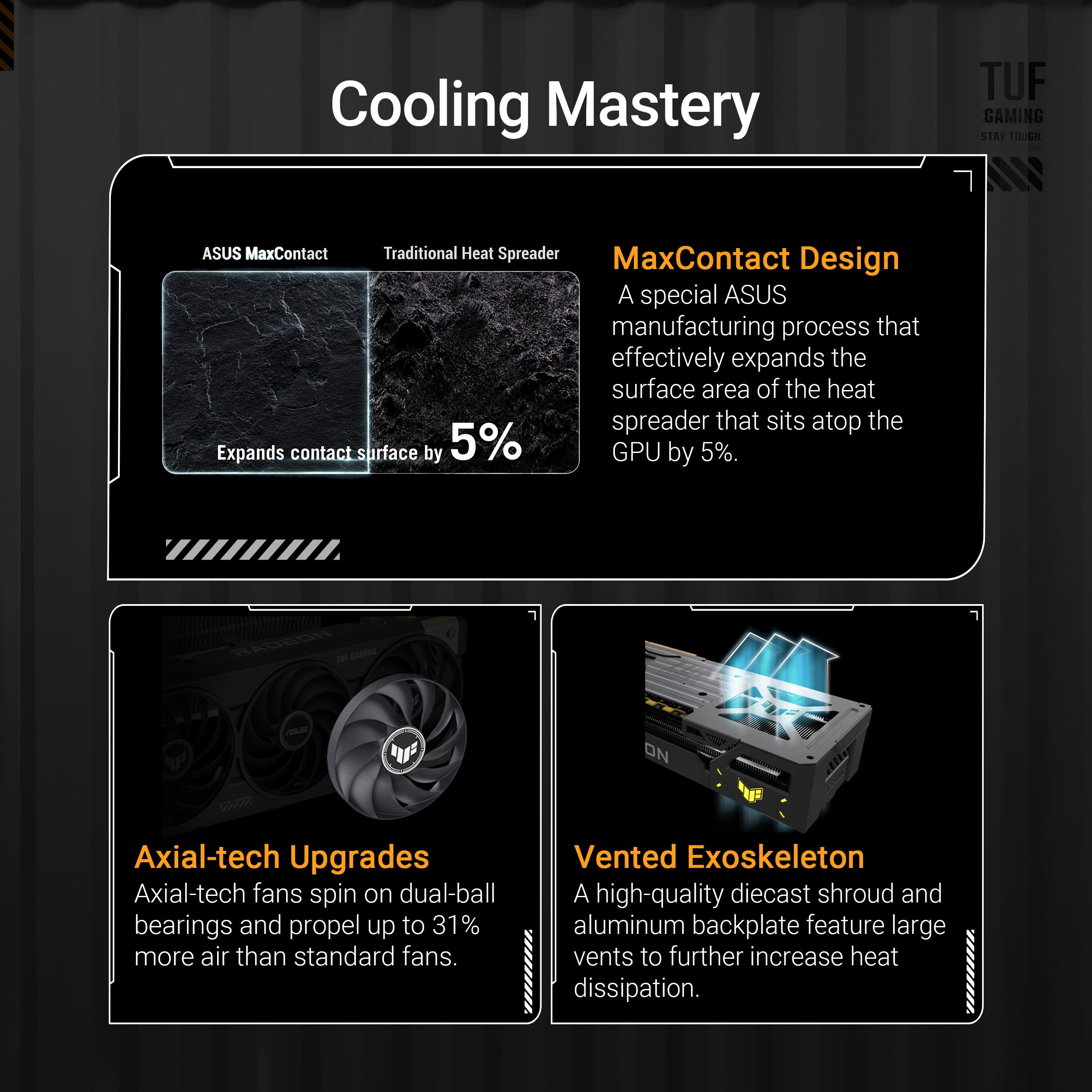 ASUS TUF Gaming Radeon RX 9070 XT OC Edition 16GB GDDR6 Grafikkarte (AMD Radeon Radeon RX9070XT, PCIe 5.0, 1x HDMI 2.1b, 3X DisplayPort 2.1a, 3.125-Slot-Design) 4