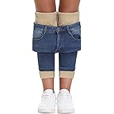 AMRSPENG Women's Fleece Lined Jeans Winter Flannel Lined Pants Thicken Stretch Warm Thermal Skinny Jeans