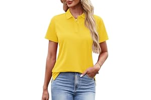 YUCOLEN Polo Shirts for Women Short Sleeve 3 Button Collared Golf Tee Cotton Business Casual Summer Work Tops