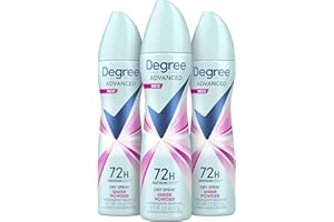 Degree Advanced Antiperspirant Deodorant Dry Spray 72-Hour Sweat and Odor Protection Sheer Powder Deodorant Spray For Women With MotionSense Technology 3.8 oz, Pack of 3