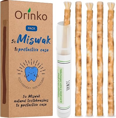 ORINKO Miswak Stick x5 + Holder - Natural Wooden Toothbrush for Oral Care
