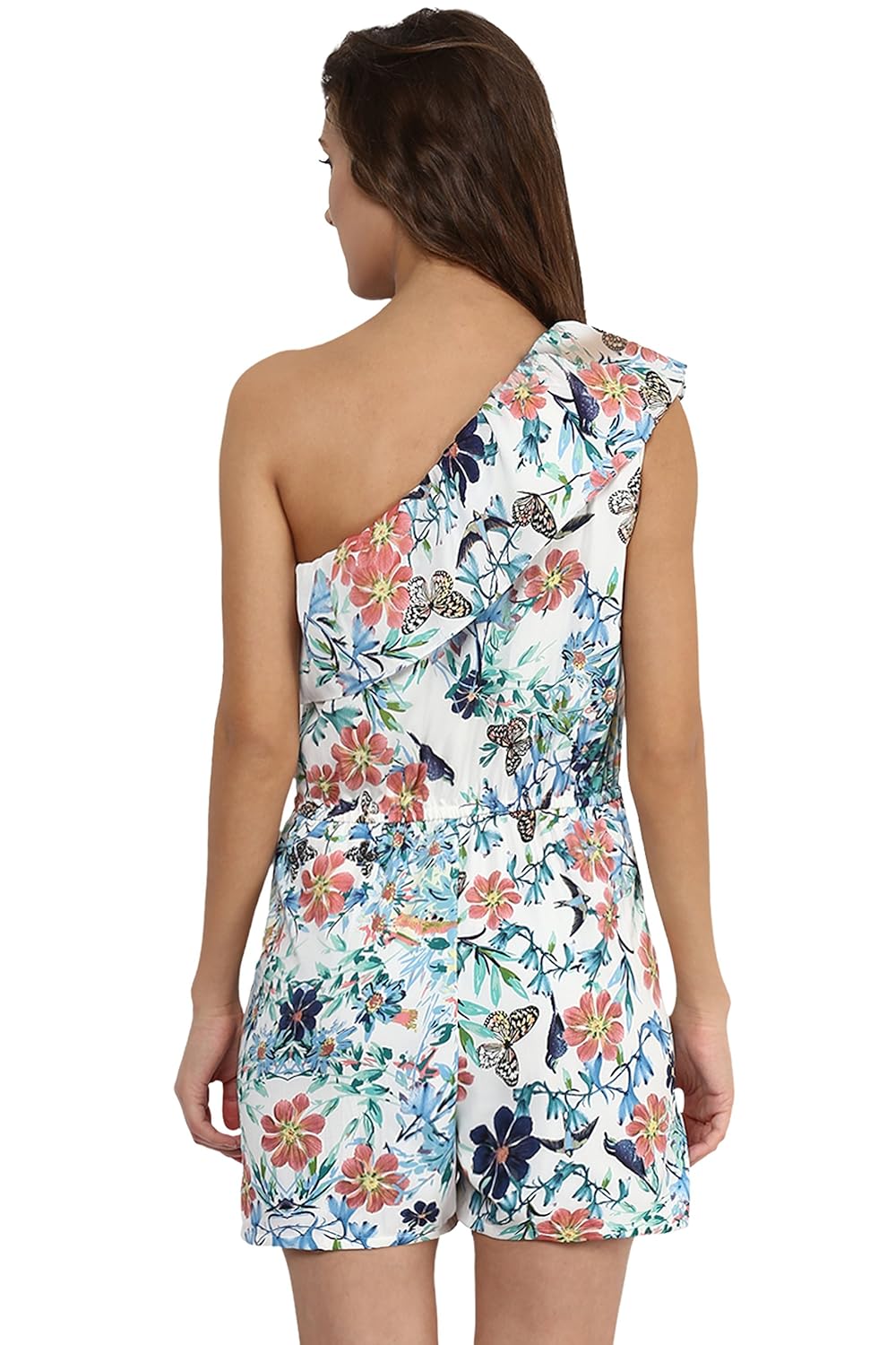 miss chase women's crepe one-shoulder playsuit