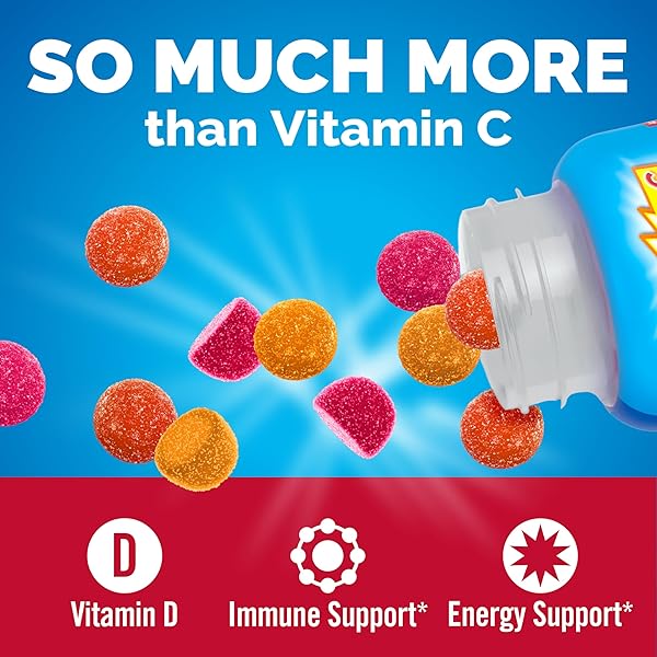 EMERGEN-C KIDZ IMMUNE+ IMMUNE SUPPORT DIETARY SUPPLEMENTS, FLAVORED GUMMIES WITH VITAMIN C, B VITAMINS AND VITAMIN D FOR IMMUNE SUPPORT, FUN-TASTIC FRUIT FLAVORED GUMMIES – 44 COUNT