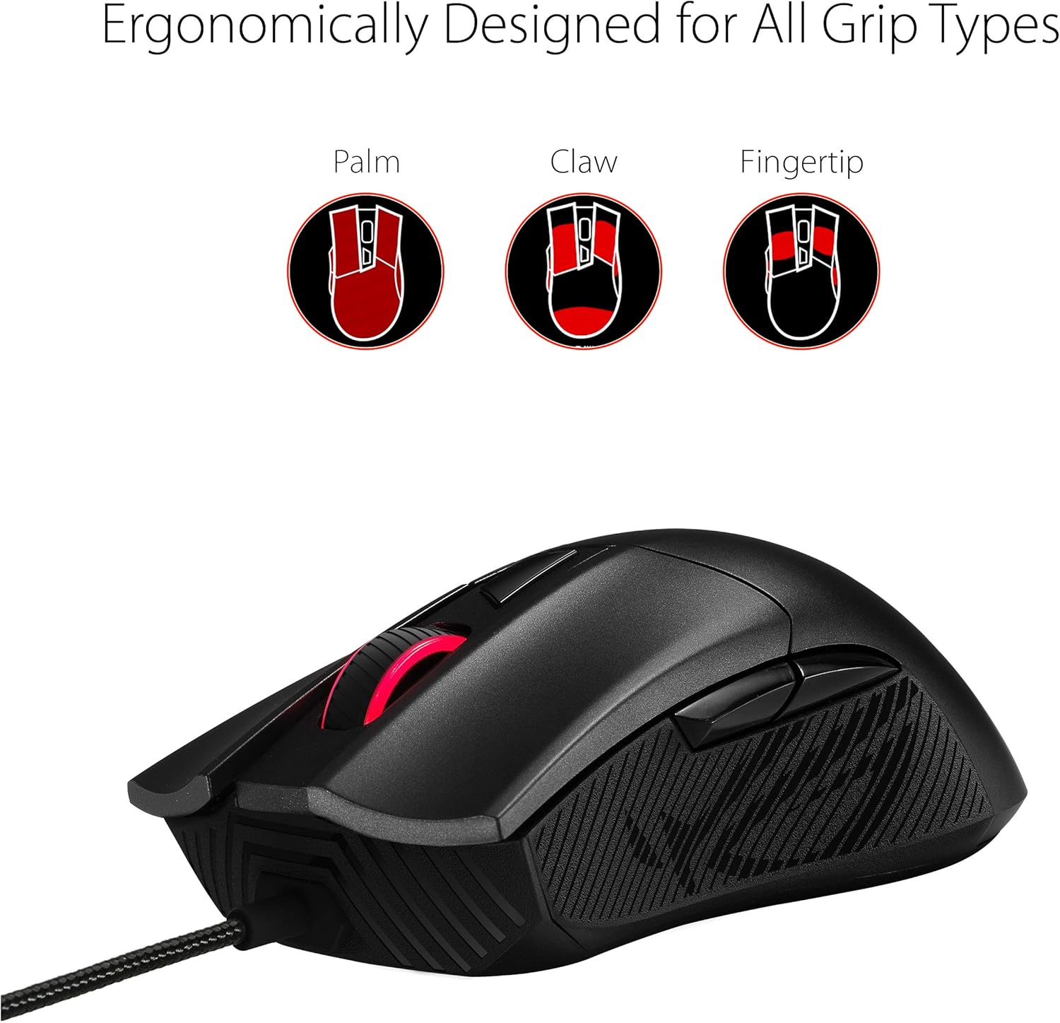 ASUS Optical Gaming Mouse - ROG Gladius II Core | Ergonomic Right-Hand Grip | Lightweight PC Gaming Mouse | 6200 DPI Optical Sensor | Omron Switches | 6 Buttons | Aura Sync RGB Lighting: Computers & Accessories