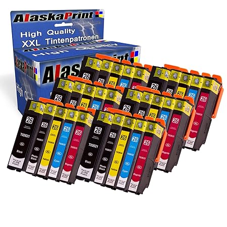 Alaskaprint 30x Druckerpatronen komp. für Epson 26xl T2621Xl T2621 XL mit Epson Expression Premium XP-520 XP-510 XP-610 XP-60