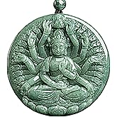 MPH-JEWELRY Natural Jade Buddha Pendant Necklace Thousand-Hand Guanyin Hand carved Certified Grade A Jadeite Amulet for Men and Women