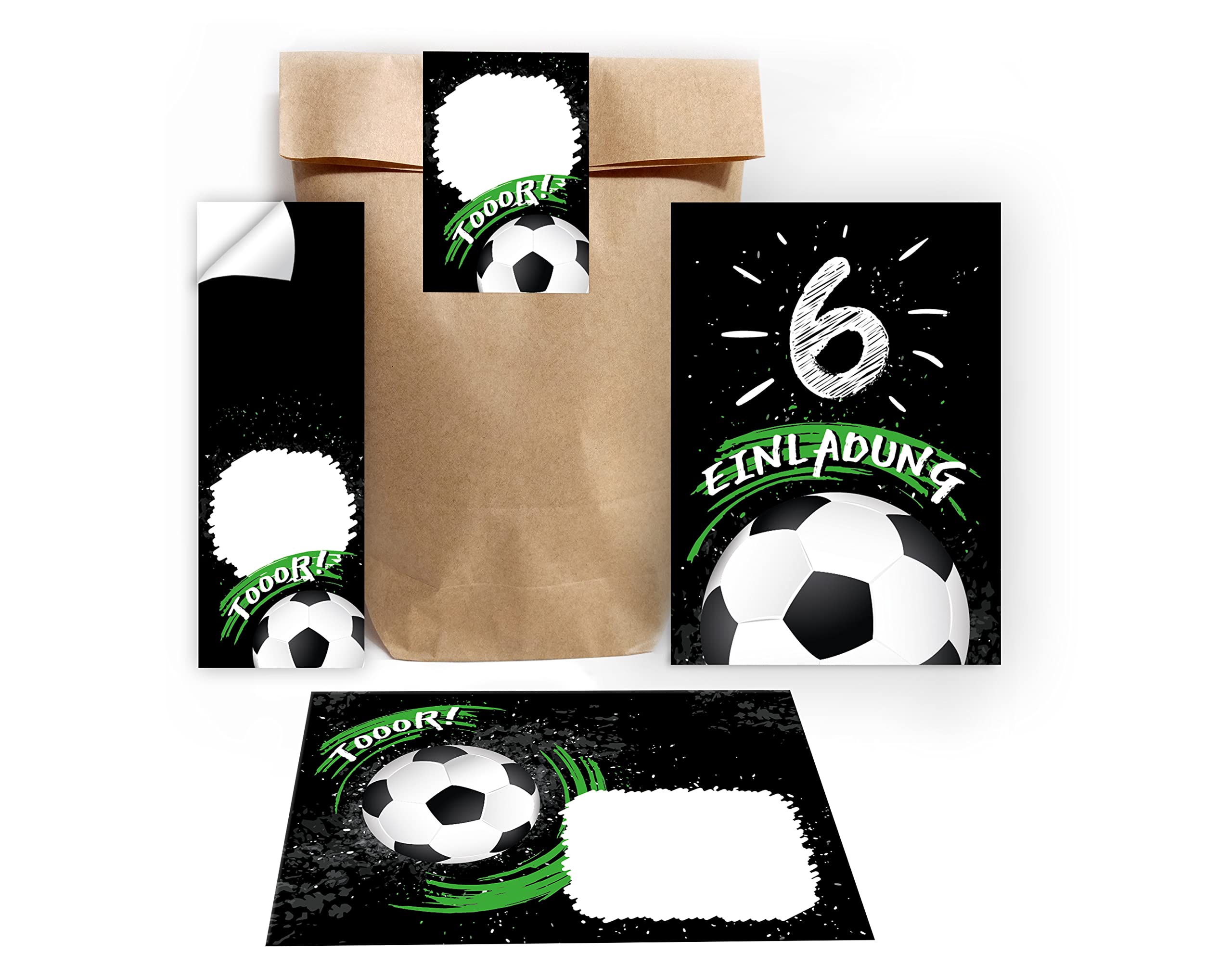 12 Invitation Cards for 6th Birthday Party Sixth Birthday Boys Football Including 12 Envelopes 12 Bags Natural 12 Stickers