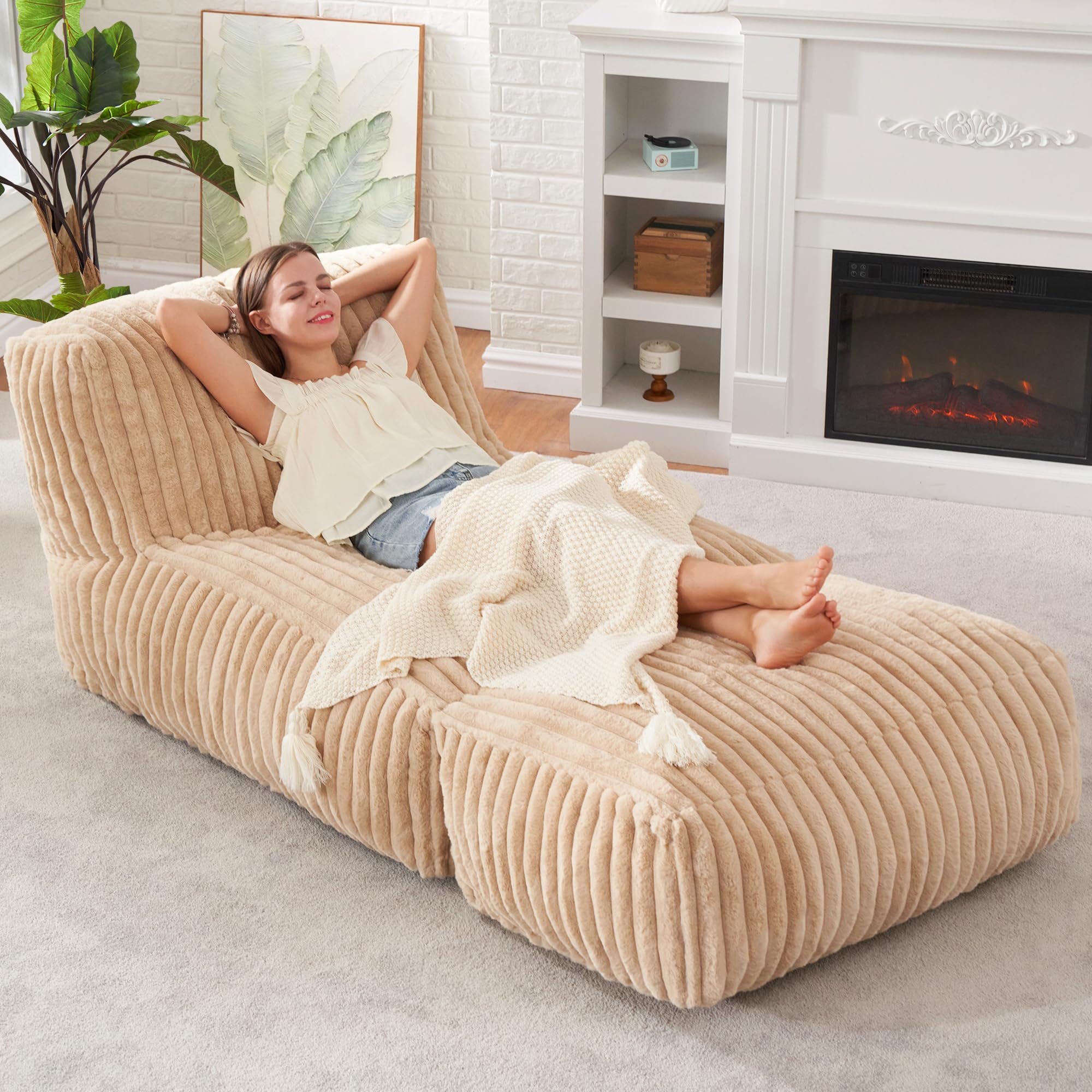 Hobestluk Large Bean Bag Chairs Sofa for Adults Giant BeanBag Couch Lounger