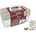 McEtt Smores Caddy - Multi-Tray S'mores Storage Box (Roasting Sticks NOT Included) & Fun Smores Stickers - Hold Marshmallows, Chocolate, Crackers, Candy, & Skewers - Camping & Campfire Accessories Kit