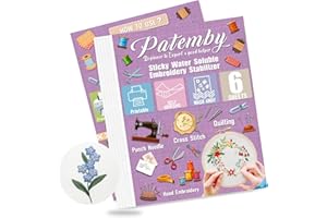 Patemby 6Pcs Sticky Water Soluble Embroidery Stabilizer 8.5"x11", Stick and Stitch Embroidery Paper Wash Away, Printable Embroidery Patterns Transfer Paper for Hand & Machine Embroidery Supplies
