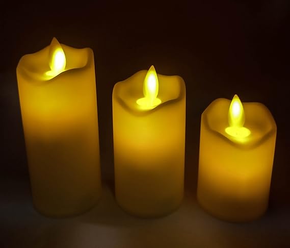 GOYAL Christmas Special Flameless LED flickering swinging yellow candle (Set of 3)
