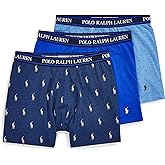 POLO RALPH LAUREN Underwear Boxer Brief, 3-Pack, Stretch Classic Fit, Moisture Wicking Pouch, Regular, Trunk & Long Leg