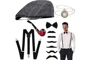 Goenb 1920s Mens Costume Accessories, Roaring 20s Costumes Gangster Roaring Accessories for Men Adult for Gatsby Cosplay