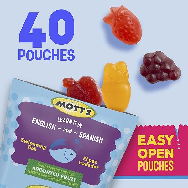 MOTT’S FRUIT FLAVORED SNACKS, ASSORTED FRUIT, GLUTEN FREE SNACK, FAMILY PACK, 40 CT, 32 OZ