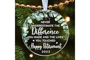 PAWZITY Retirement Ornament 2023 - Retirement Gifts for Women 2023 - Retirement Christmas Ornament 2023 - Retirement Gifts for Women 2023 Coworker, Teacher, Nursing - Acrylic 2023 Retired Christmas Ornament