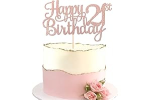 ZHUOWEISM 1 PCS Happy 21st Birthday Cake Topper Glitter Cheers to 21 Years Cake Pick Number 21 Fabulous Cake Decoration for 21st Birthday Theme Party Decorations Supplies Rose Gold