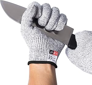 Convy GJ-0057 Cut Resistant Gloves, Safety Cutting Gloves Food Grade Level 5 Protection for kitchen, Transverse Knitting Tech, 1 Pair Large