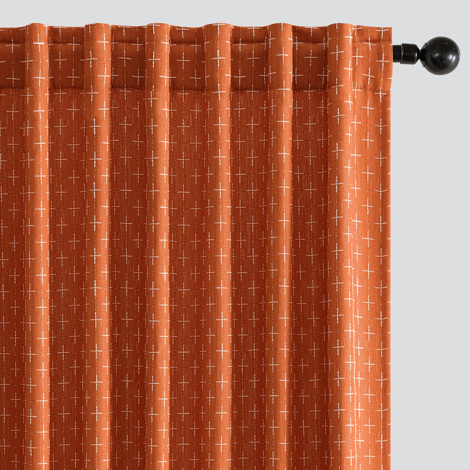 Photo 1 of MIULEE Decorative Back Tab Linen Curtains with Geometric Pattern for Living Room Bedroom Farmhouse Rustic Thick Woven Textured Patterned Mudcloth Drapes 96 Inches Long 2 Panels Set, Burnt Orange