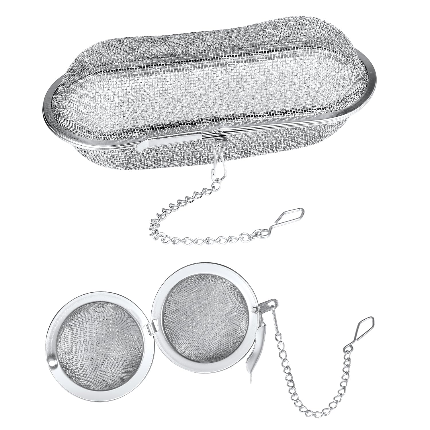 2pcs Ultrasonic Cleaner Baskets, Fine Mesh Stainless Steel Parts Cleaning Basket with Lock, Jewelry Steam Cleaner Basket Small Parts Washing Basket for Jewelry, Watch Parts (2 Styles)