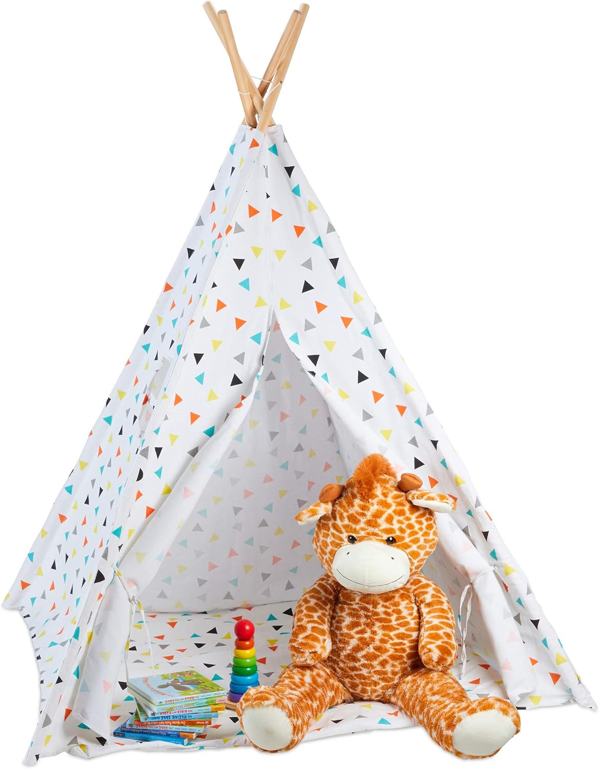 Relaxdays Tipi Zelt, Spielzelt mit Boden, inklusive Tragetasche, Wigwam Kinderzelt, HxBxT: 160 x ...