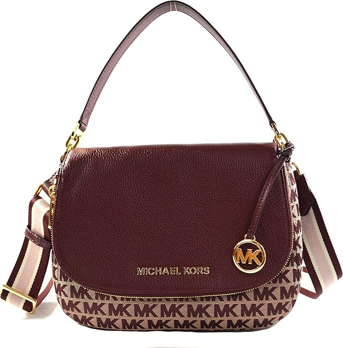 Michael Kors Bedford Leather & MK Canvas Medium Convertible Flap