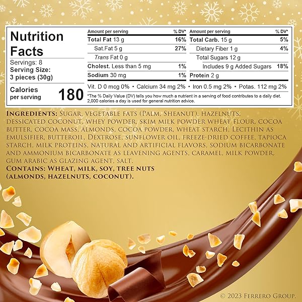 FERRERO COLLECTION CHOCOLATE GIFT BOX GRAND ASSORTMENT, HAZELNUT, DARK, COCONUT, ALMOND, AND CAPPUCCINO HOLIDAY BOX OF CHOCOLATES GIFTS, CHRISTMAS CANDY, 24 COUNT, 8.7 OZ