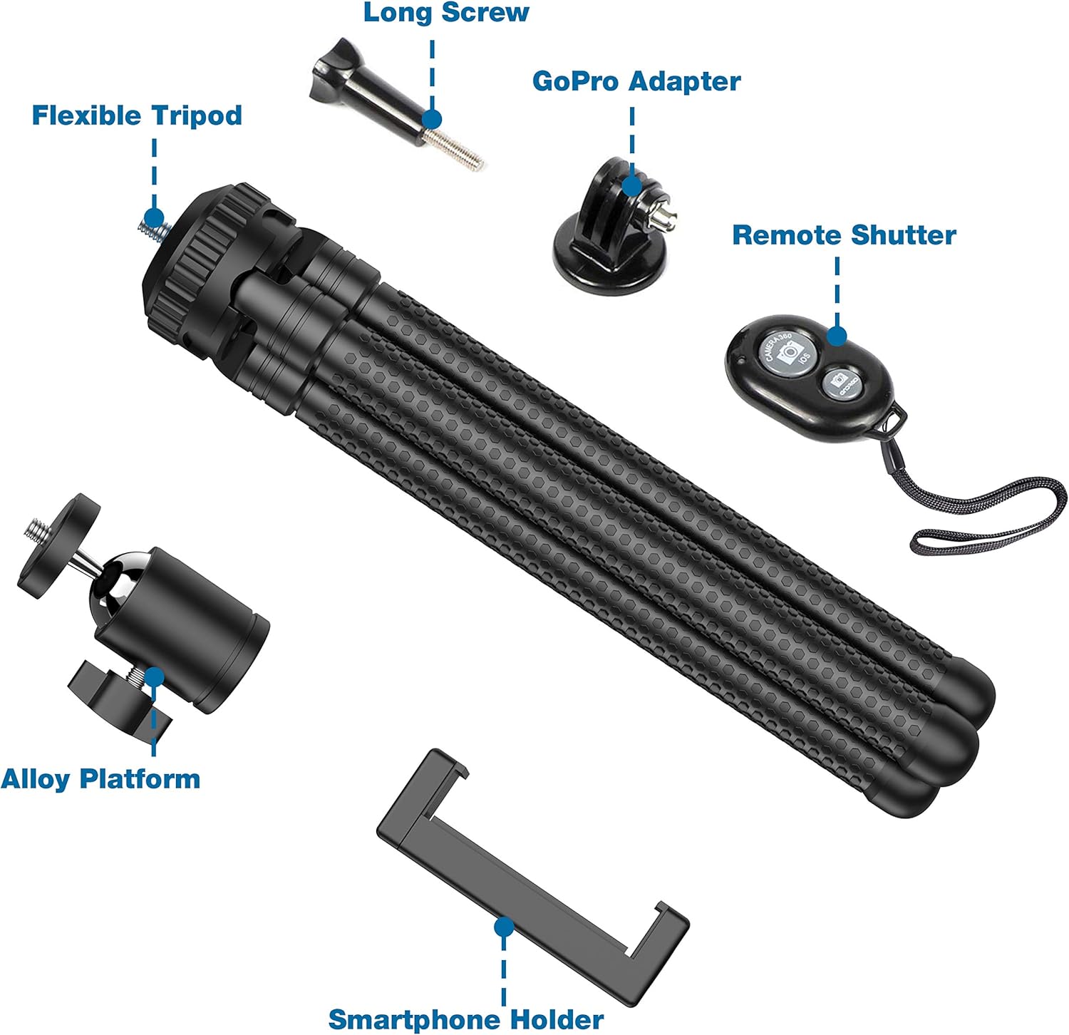 Phone Tripod, Portable Cell Phone Camera Tripod Stand with Wireless Remote, Flexible Tripod Stand for Selfies/Vlogging/Streaming/Photography Compatible with iPhone, Android Phone, Sports Camera GoPro: Camera & Photo