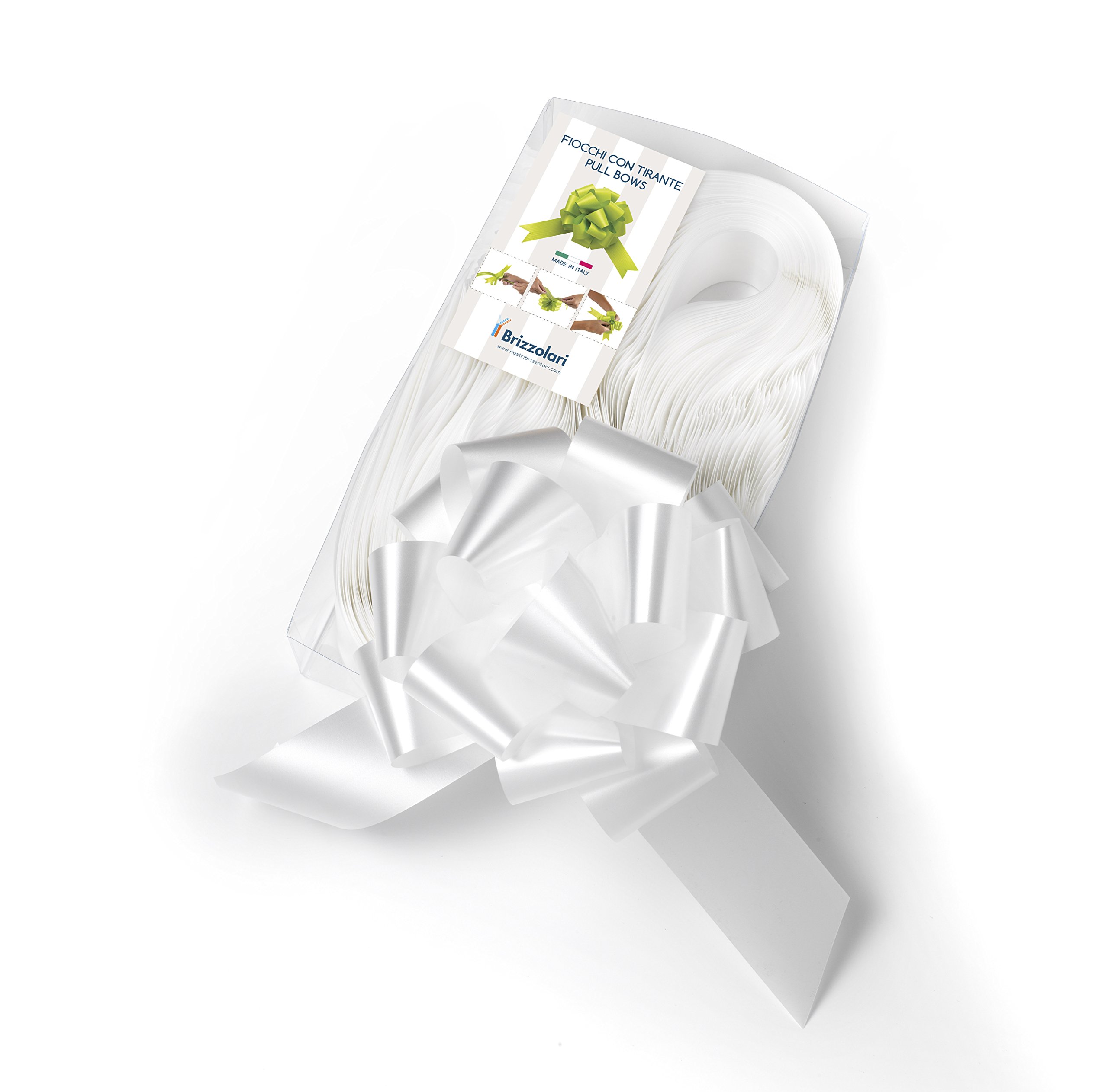 Brizzolari Pack of 50 Quick Ribbon Bows - Bianco