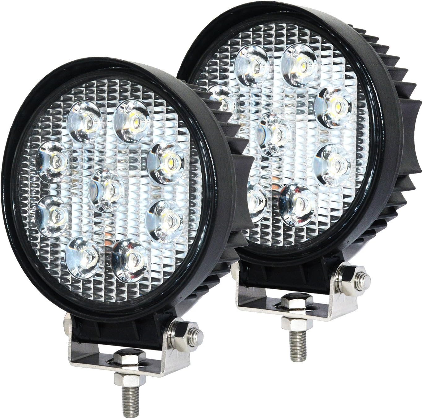 Led Work Light, JieHe 27W Led Driving light 4.5inch Led Spot Lights for Trucks ATV Tractor 12V 36V off Road Llights Fog Lights Spot Beam Angle 30 870LM The Fog Lamp (2pcs) [Energy Class A+]