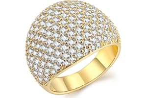 Hiyong Diamond Accent Dome Ring - Sliver Fashion Rings for women Big Hollow Women Wedding Band Cubic Zirconia Statement Rings for women 5-11