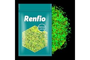 Renfio Glow in The Dark Glitter, UV Black Light Luminous Chunky Mix Powder Glitters Flakes Crafts Supplies Sequin Dust Irides