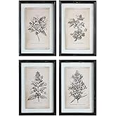 Creative Co-Op Wood Framed Wall Décor with Floral Images (Set of 4 Designs)