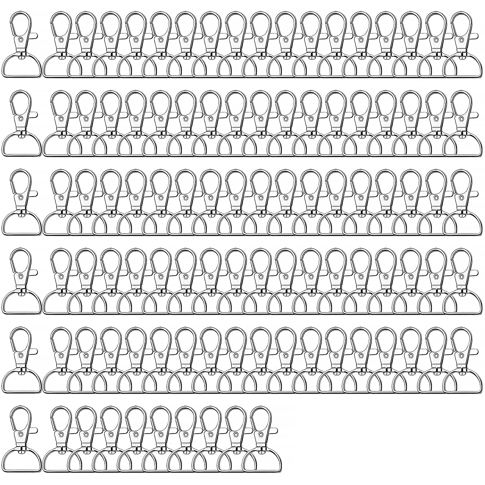 Melofo 100 Pcs Swivel Clasp Keyrings, Lobster Clasp Keyring Silver Key Chain Clip Hook Lobster Claw Clasp Swivel Snap Hooks with D for Crafts, DIY, Jewelry Making (3/4 inch Inside Width)