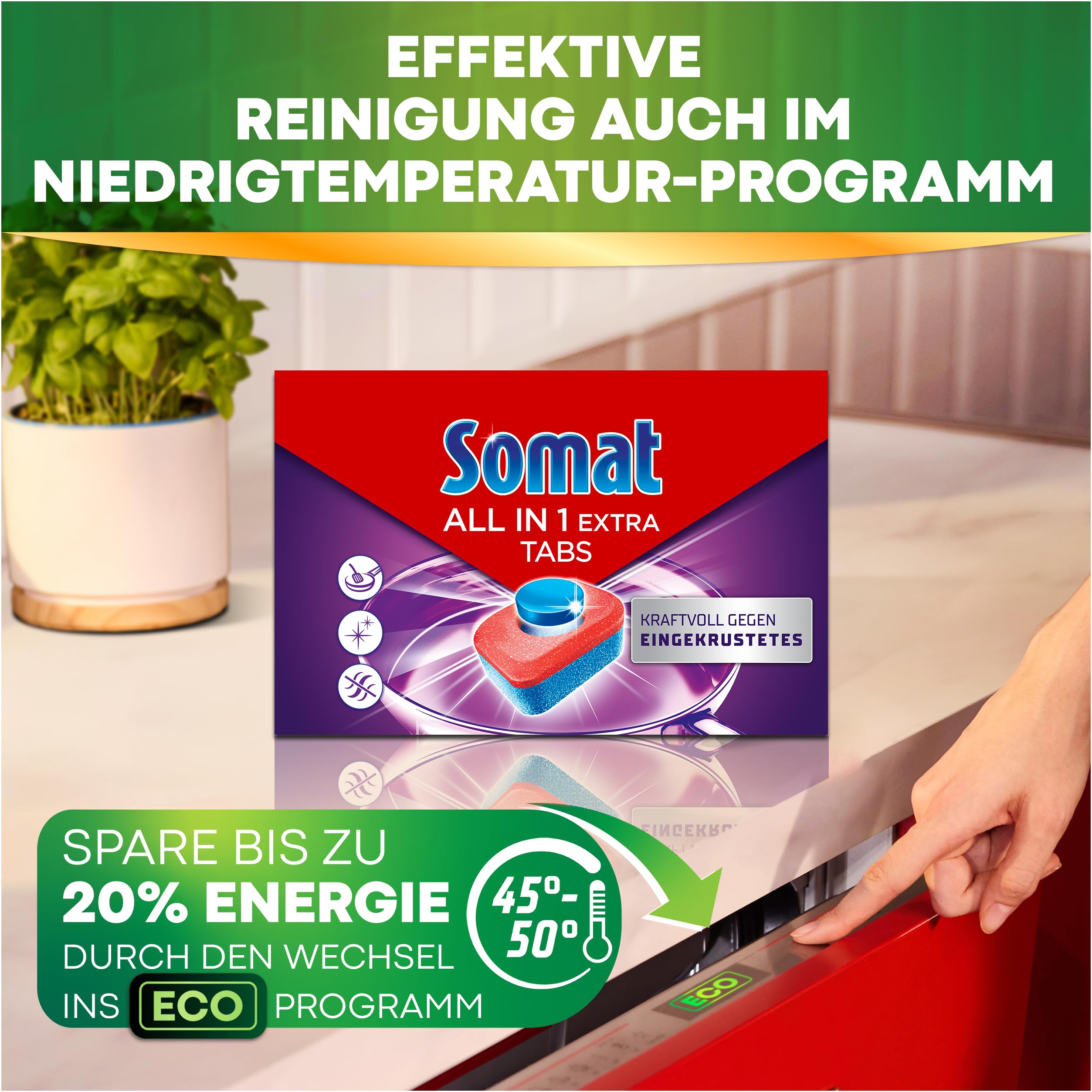Somat All in 1 Extra Spülmaschinen Tabs (92 Tabs), Geschirrspül Tabs für strahlend sauberes Geschirr auch im Kurz- & Eco-Programm, entfernt Eingekrustetes und sorgt für brillanten Glanz 7