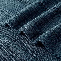 RECYCO Cable Knit Navy Blue Throw Blanket for