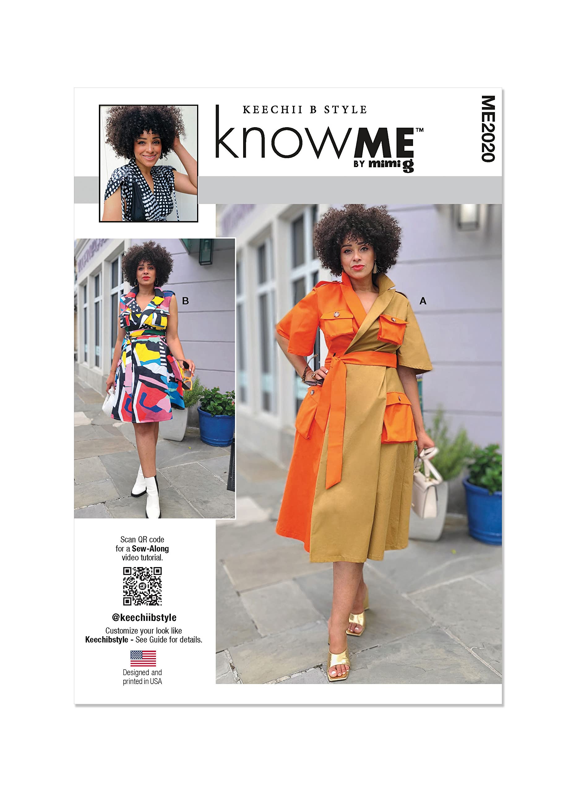 Know ME ME2020 Misses' and Women's Wrap Dress with Belt by Keechii B Style W2 (20W-22W-24W-26W-28W)