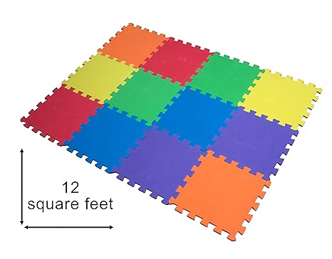 12er Puzzlematte Kinderspielteppich Spielmatte Puzzleteppich Schaumstoffmatte schadstofffrei für Baby Puzzleteppich Steckmatt