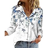 Zeagoo Blouse for Women Dressy Long Sleeve Button Down Shirts Business Casual Outfit Lightweight Solid/Printed Tops