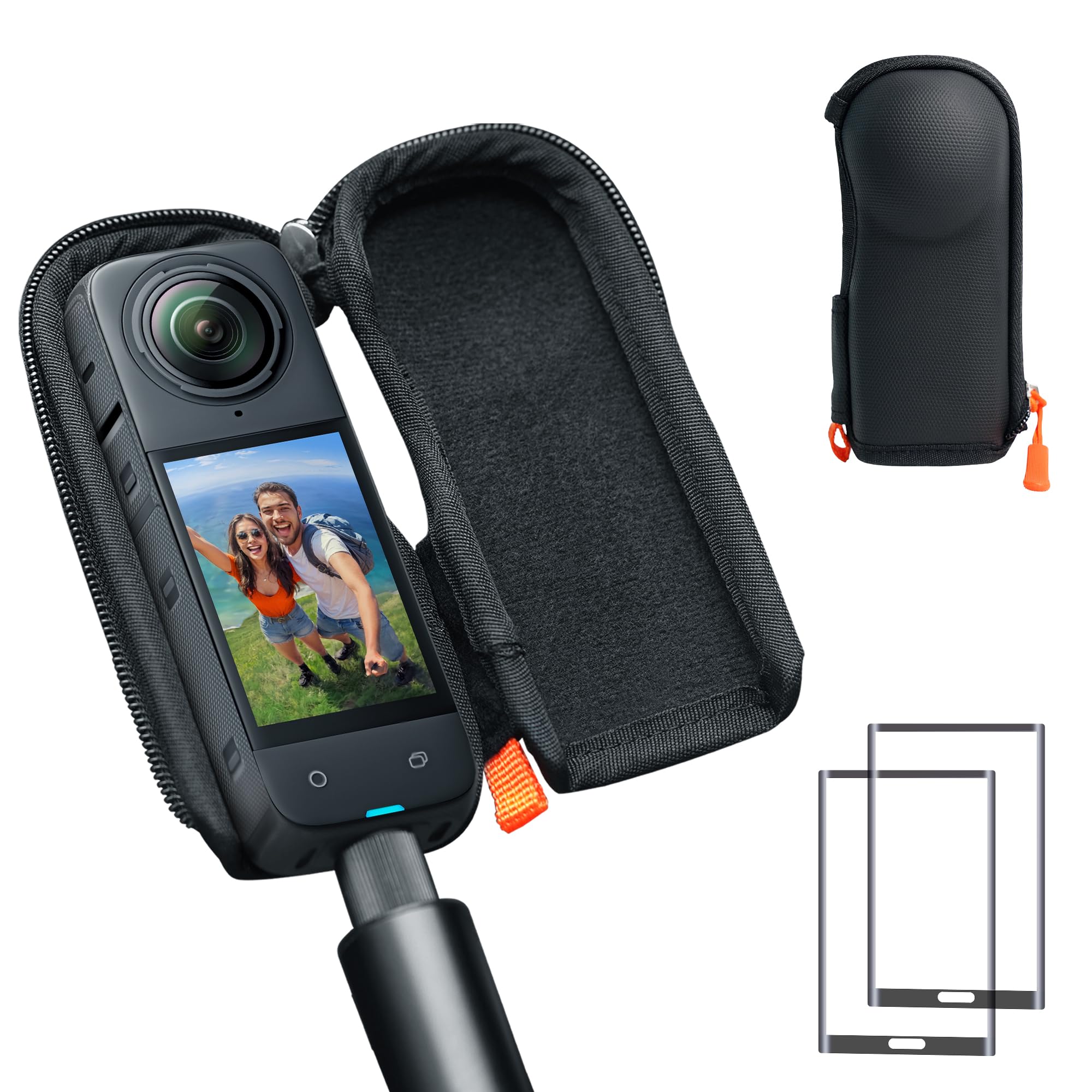 Photo 1 of CYNOVA X5 Case for Insta360 X4/X5 (for Original Lens Cap), Insta X5 Carrying Case with 2X Glass Screen Protector,Hard Shell Travel Protector Cover Compatible with Insta360 X5 Accessories Black