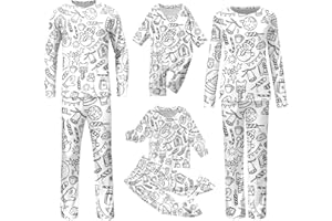 Family Matching Colorable Pajama Sets DIY Hand Painted Homewear Clothing Funny Colouring Your Own Clothing Holiday
