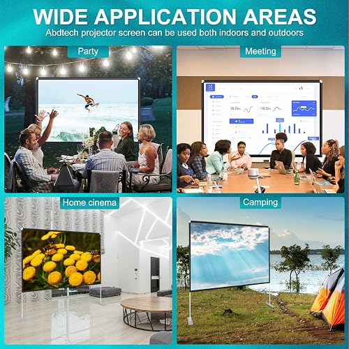 thumbnail image 2 of 100 Inch Portable Projector Screen With Stand - 16:9 HD 4K Foldable Movie Screen For Outdoor Indoor 2 of 10