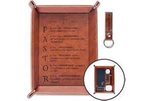 INNObeta Pastor Appreciation Gifts Valet Tray, Desktop Storage Organizer PU Leather Bedside Tray Key Coin Holder for Pastor, Perfect for Appreciation Day, Birthday, Christmas