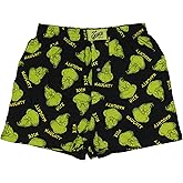 MJC Dr. Seuss The Grinch Men's Naughty Nice Grinch Face Christmas Holiday AOP Lounge Sleep Boxers