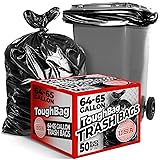 ToughBag 64-65 Gallon Trash Bags, 50 x 60” Large