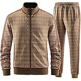 W JIANWANG Plaid Track Suits for Men Set Jogging Tracksuit Mens Sweatsuits Sport Jogger Sweat Suits Sports Clothes Outfits