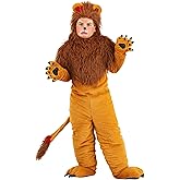 Classic Storybook Lion Costume for Kids - Plush Jumpsuit with Faux Fur Mane, Tail, Gloves & Foot Covers