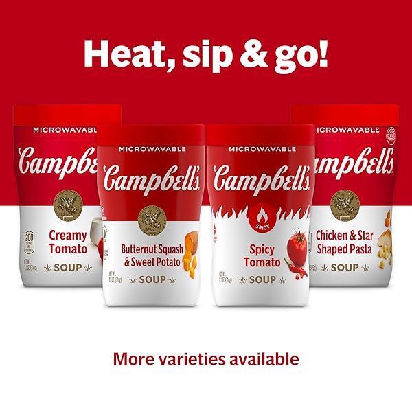 CAMPBELL’S SIPPING SOUP, SPICY TOMATO SOUP, 11.1 OZ MICROWAVABLE CUP