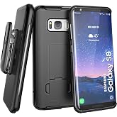 Galaxy S8 Belt Clip Holster Case (Secure-fit) DuraClip Combo by Encased (Samsung Galaxy S8) (Smooth Black)