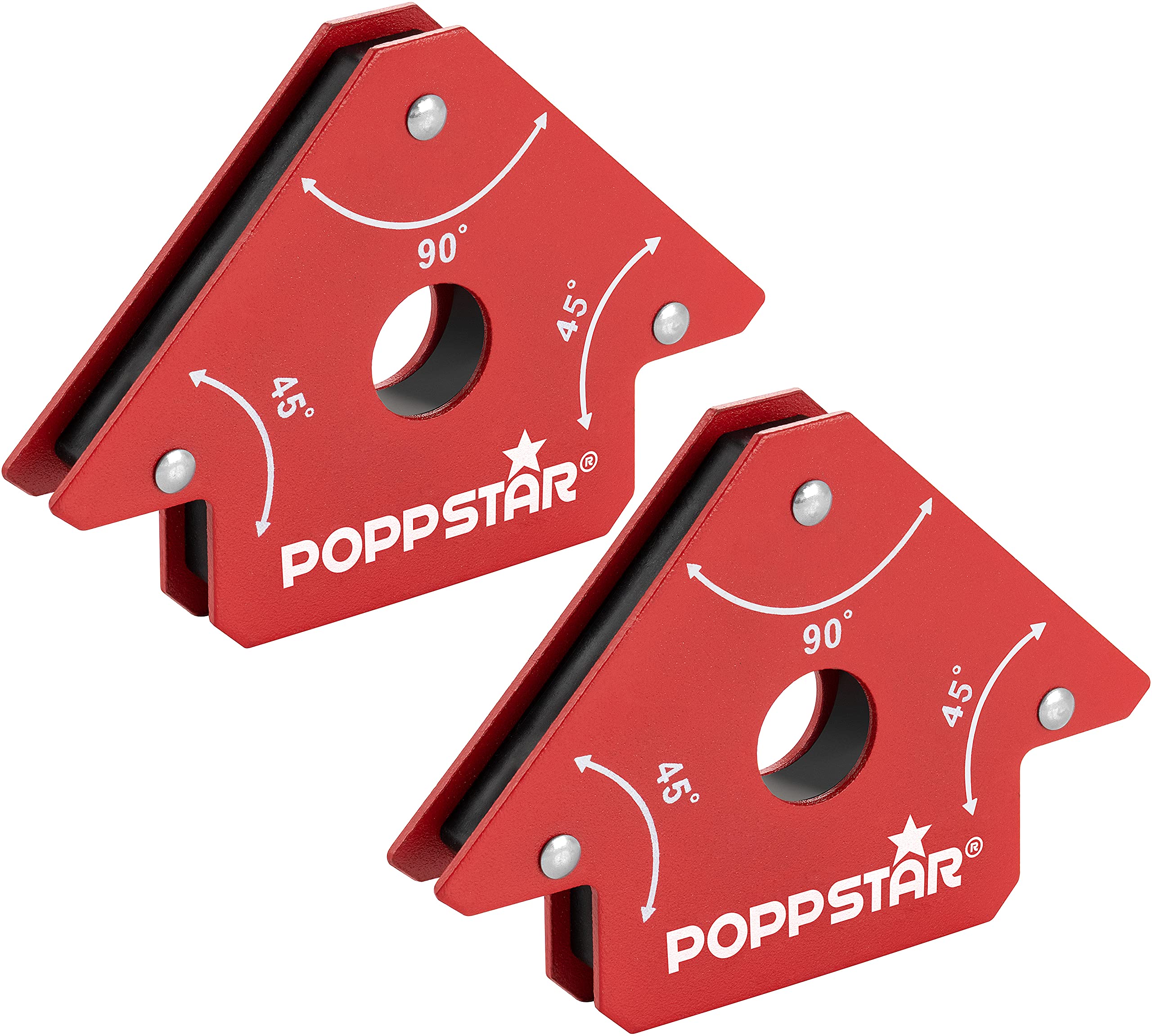 Poppstar Welding magnet (welding angle holding force 11.3 kg - 45/90/135°), 2 pieces, red