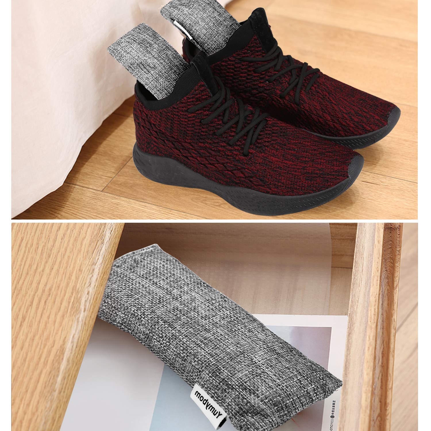 Natural Activated Bamboo Charcoal Bags 4 Pack, Home Air Purifying Bag, Car Odor Eliminator, Shoe Deodorizer, Closets Odor Absorber